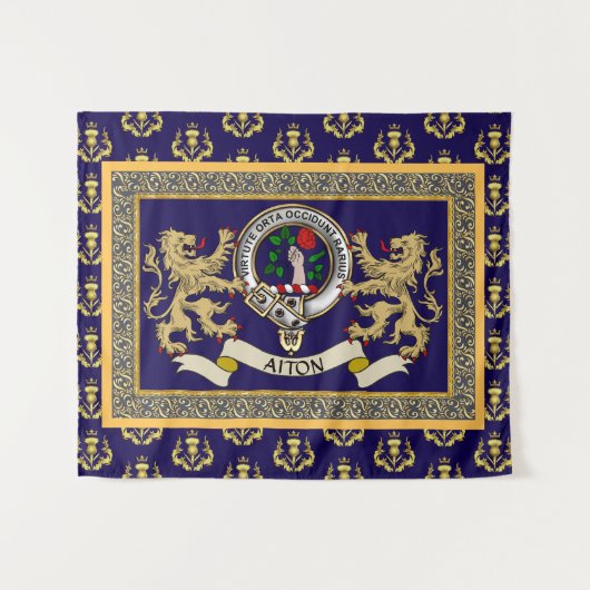 Persoonlijk Aiton Clan Badge Blauw Wandkleed (Voorkant (horizontaal))
