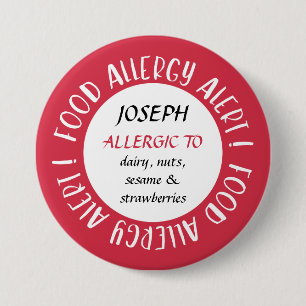 Persoonlijk alarm voor Red Food Allergy Gepersonal Ronde Button 7,6 Cm