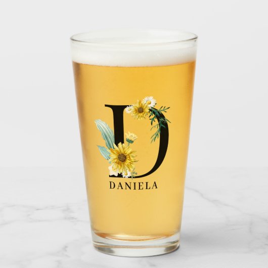 Persoonlijk Alfabet D Bloemendecor Monogram Glas (Voorkant gevuld)