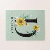 Persoonlijk Alfabet D Bloemendekor Monogram Legpuzzel (Horizontaal)