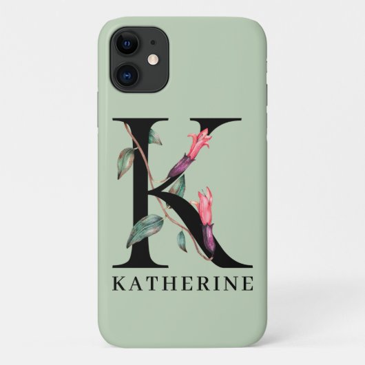 Persoonlijk Alfabet K Bloemendek Monogram Case-Mate iPhone Case (Achterkant)