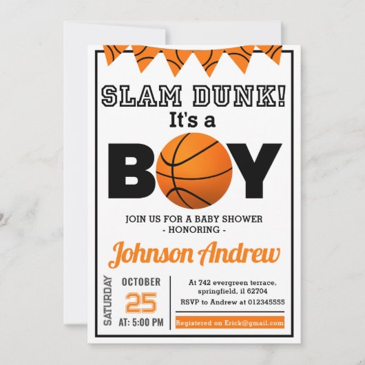 Persoonlijk All Star Basketbal Thema Baby shower Kaart (Voorkant)