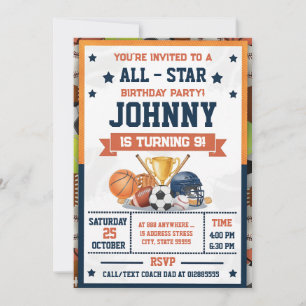 Persoonlijk All-Star Printbaar Sport MVP Feest Kaart