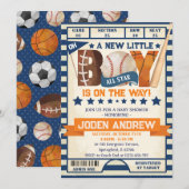 Persoonlijk All Star Sport Baby shower Kaart (Voorkant / Achterkant)