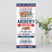 Persoonlijk All Star Sport Eerste Verjaardag Ticke Kaart (Staand voorkant)