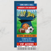 Persoonlijk All Star verjaardagsfeestticket Kaart (Voorkant / Achterkant)