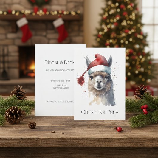 Persoonlijk Alpaca Kerst Dinnerfeest Kaart