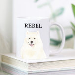 Persoonlijk Amerikaans Eskimo Samoyed Dog Koffiemok<br><div class="desc">Ik ben verliefd op deze prachtig uitgewerkte waterverf van een Amerikaanse eskimo of samoyed! Personaliseer deze keramische mokken met jouw naam of monogram en verander zelfs de handvatkleur om uw decor te complimenteren! Wijzig lettertypen door de optie "bewerken met ontwerpgereedschap" te selecteren bij personalisatie. Shop de rest van mijn collectie...</div>