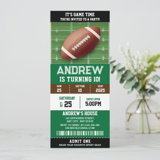 Persoonlijk Amerikaans Football Verjaardagsfeestti Kaart (Staand voorkant)