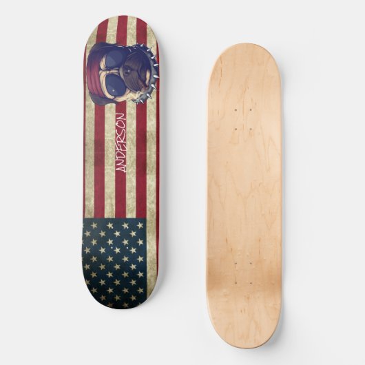Persoonlijk Amerikaans Ik hou van Pugs Skateboard (Voorkant)