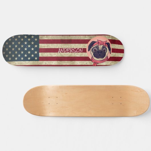 Persoonlijk Amerikaans Ik hou van Pugs Skateboard (Horizontaal)