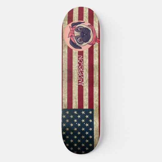 Persoonlijk Amerikaans Ik hou van Pugs Skateboard (Voorkant)