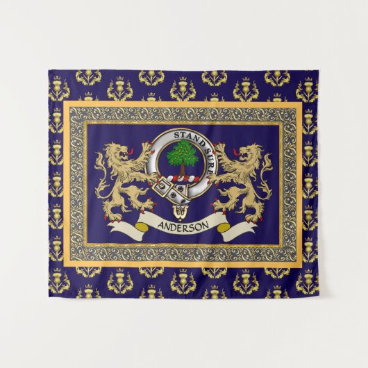 Persoonlijk Anderson Clan Badge Blauw Wandkleed (Voorkant (horizontaal))