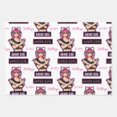 Persoonlijk Anime Gamer Girl Inpakpapier Vel (Voorkant)