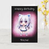 Persoonlijk Anime Meisje | Binnenkant Kleurplaat Kaart (Gele Bloem)