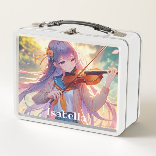 Persoonlijk anime-meisje dat viool speelt (Voorkant)