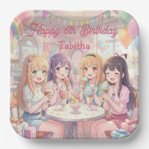 Persoonlijk Anime Meisje Ijs Verjaardagsfeest Papieren Bordje
