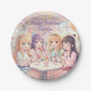 Persoonlijk Anime Meisje Ijs Verjaardagsfeestje Papieren Bordje
