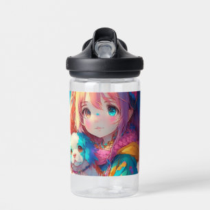 Persoonlijk anime-meisje met puppy waterfles