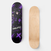 Persoonlijk Anime Paars en Zwart Skateboard (Voorkant)