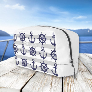 Persoonlijk anker en stuurwiel in marineblauw, mar toilettasje
