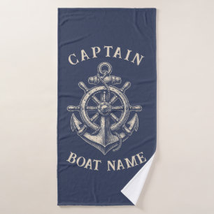 Persoonlijk anker met naam van kapitein en boot badhanddoek