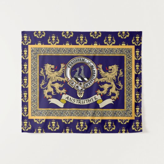 Persoonlijk Anstruther Clan Badge Blauw Wandkleed (Voorkant (horizontaal))