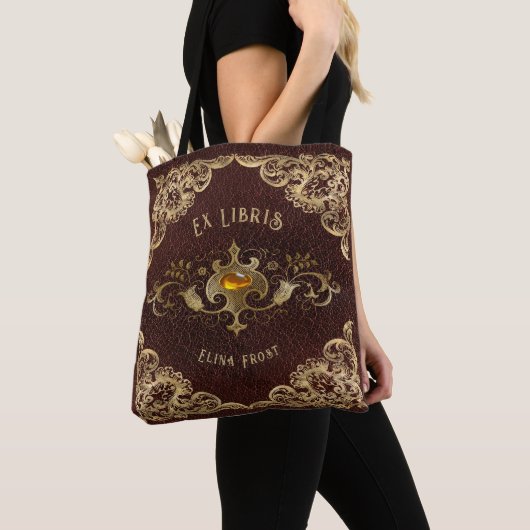 Persoonlijk antiek ex libris boekplaat polyester tote bag (Dichtbij)
