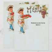Persoonlijk antiek plat menu voor kreeftdiner (Voorkant / Achterkant)