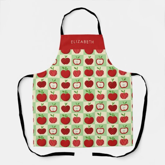 Persoonlijk appelpatroon controleer cozy leraar schort (Voorkant)