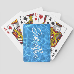 Persoonlijk aquablauw zwembadborstel Schrift Pokerkaarten