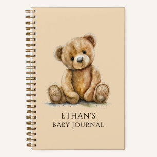 Persoonlijk Aquarel Teddybeer Babyjournaal Notitieboek