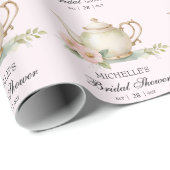 Persoonlijk Aquarel Thee Feest Bruids Bruiloft Cadeaupapier (Rol Hoek)