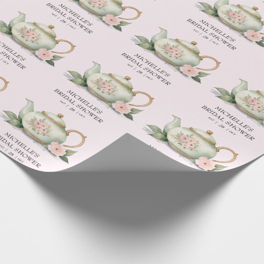 Persoonlijk Aquarel Thee Feest Bruidsborrel Cadeaupapier (Hoek)