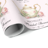 Persoonlijk Aquarel Thee Feest Bruidsbruiloft Cadeaupapier (Rol Hoek)