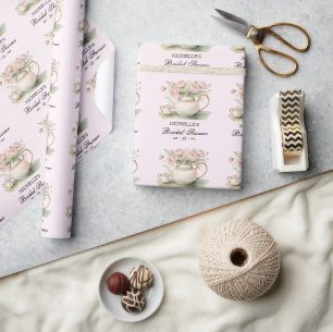 Persoonlijk Aquarel Thee Feest Bruidsbruiloft Cadeaupapier