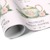 Persoonlijk Aquarel Thee Feest Bruidsuitnodiging Cadeaupapier (Rol Hoek)