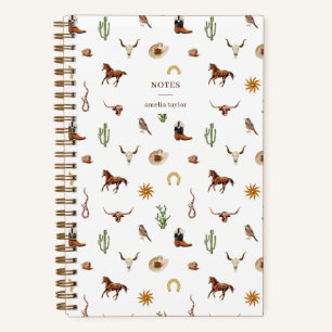 Persoonlijk aquarel western cowgirl notitieboek