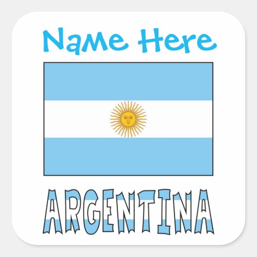 Persoonlijk Argentinië Vlag Vierkant Label (Voorkant)