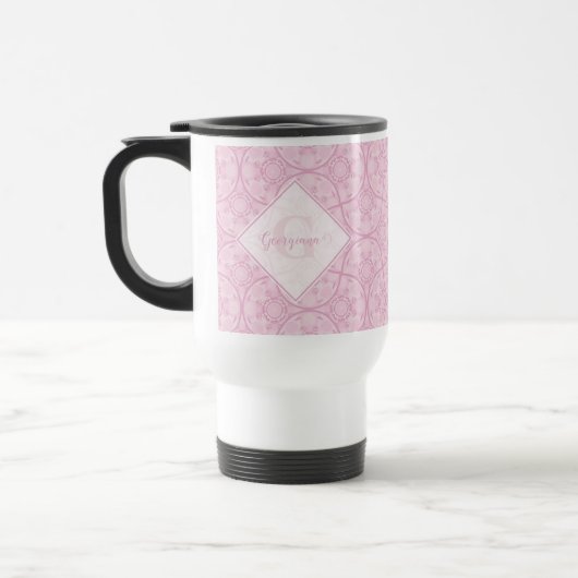 Persoonlijk Art Deco Fans Preppy In Roze Mandala Reisbeker (Links)