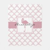 Persoonlijk Art Deco Golfpatroon Roze Flamingo Fleece Deken (Voorkant)