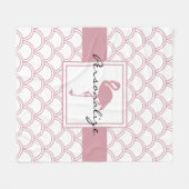 Persoonlijk Art Deco Golfpatroon Roze Flamingo Fleece Deken (Voorkant (Horizontaal))