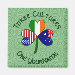 Persoonlijk Australië Ierland VS Shamrock Vierkant Magneet