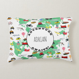 Persoonlijk avontuur wacht op Wereldkaart Voertuig Accent Kussen