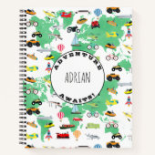 Persoonlijk avontuur wacht op Wereldkaart Voertuig Notitieboek (Voorkant)