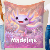 Persoonlijk Axolotl Geschenk Aangepaste Naam Roze Fleece Deken