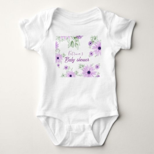 Persoonlijk Baby Body Pak – Violet Waterverf Romper (Voorkant)