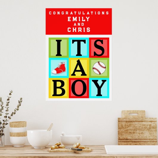 Persoonlijk Baby Boy Baby shower Poster (Keuken)