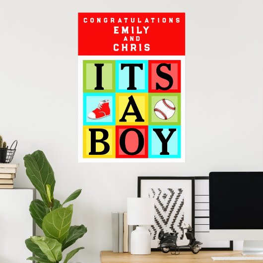 Persoonlijk Baby Boy Baby shower Poster (Thuiskantoor)
