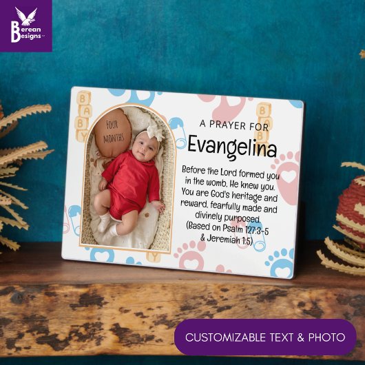Persoonlijk Baby Christelijk Gebed Aandenken Fotoplaat